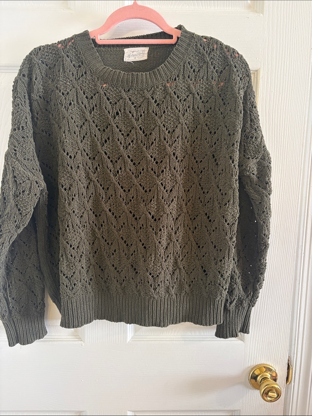 Roof Apparel Olive Green Ribbed Knit Crewneck Sweater